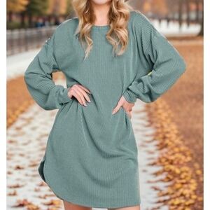 New Heimish Vintage Olive Ribbed Dress